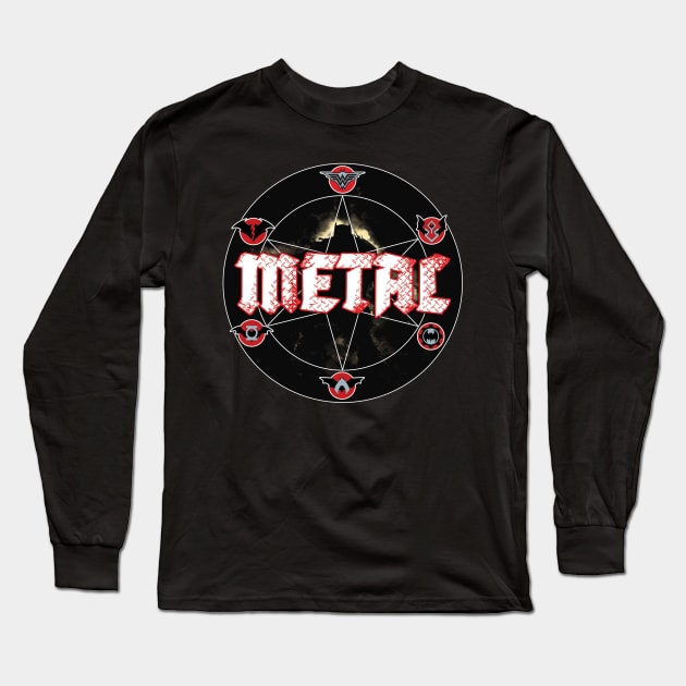 Metal Long Sleeve T-Shirt by Shirts & Shenanigans 